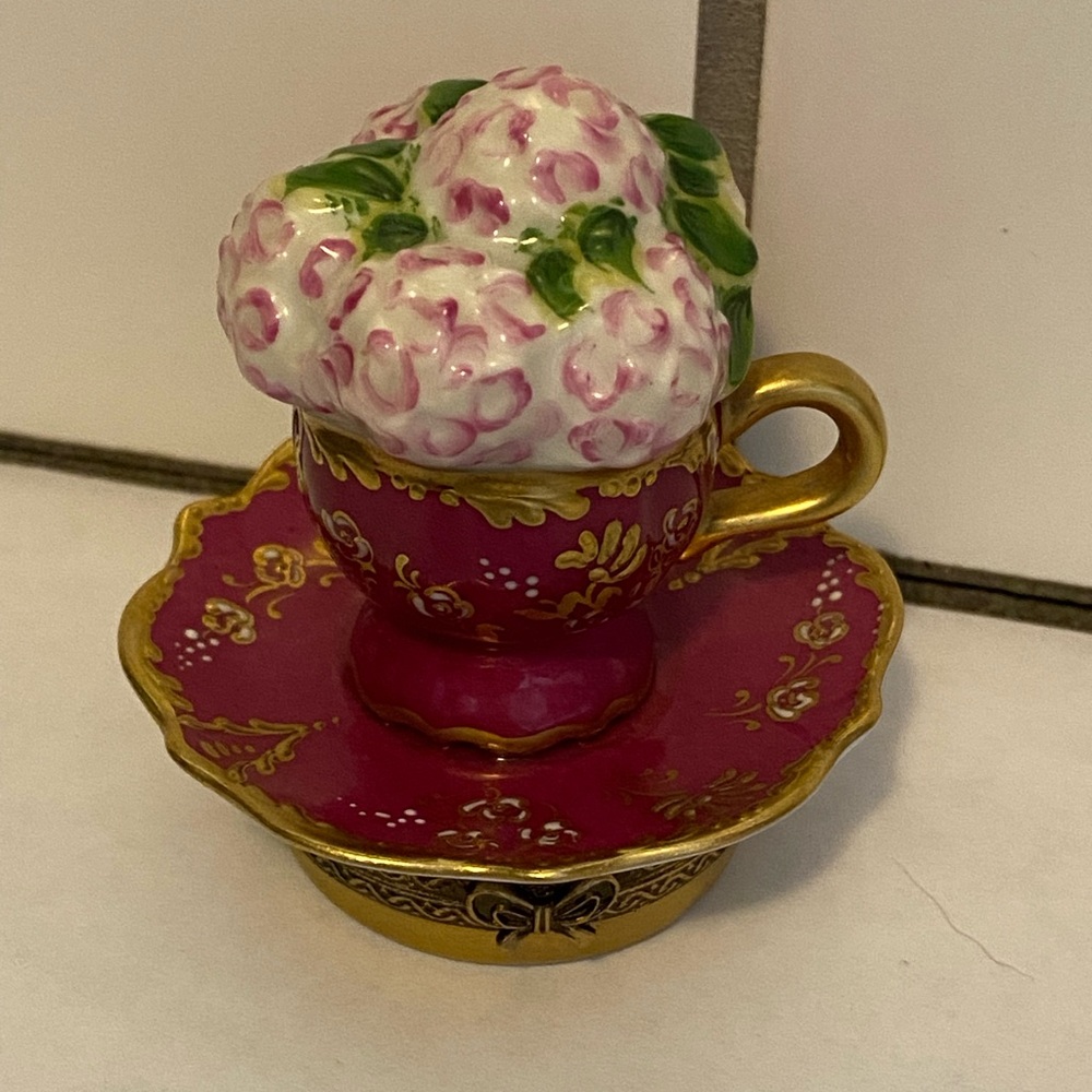 Limited Edition Hydrangea Tea Cup and Saucer Limoges Box